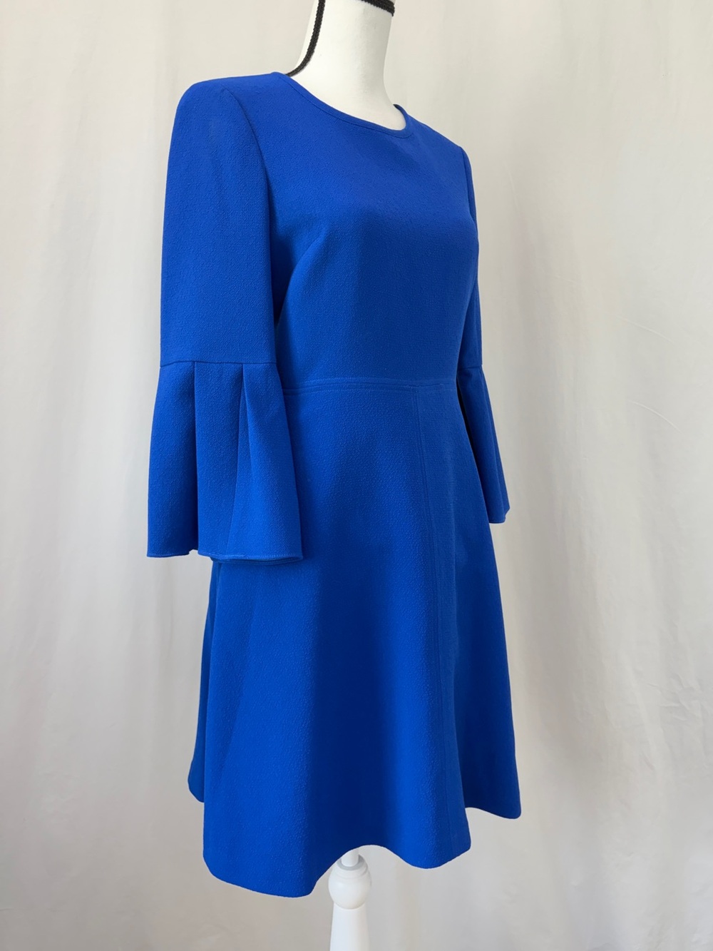 Eliza J Seamed Fit & Flare Cobalt Blue Wedding Guest Dress Bell Sleeve Size 4 - Picture 4 of 17